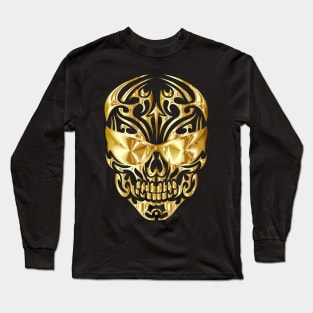 Ornate Golden Skull With Sunglasses Long Sleeve T-Shirt